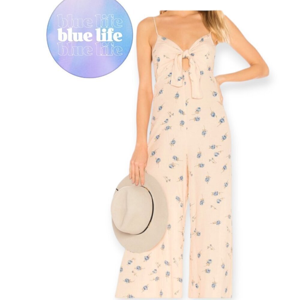 Blue Life Revolve Pink Champagne Wide Leg Joyride Jumpsuit Small